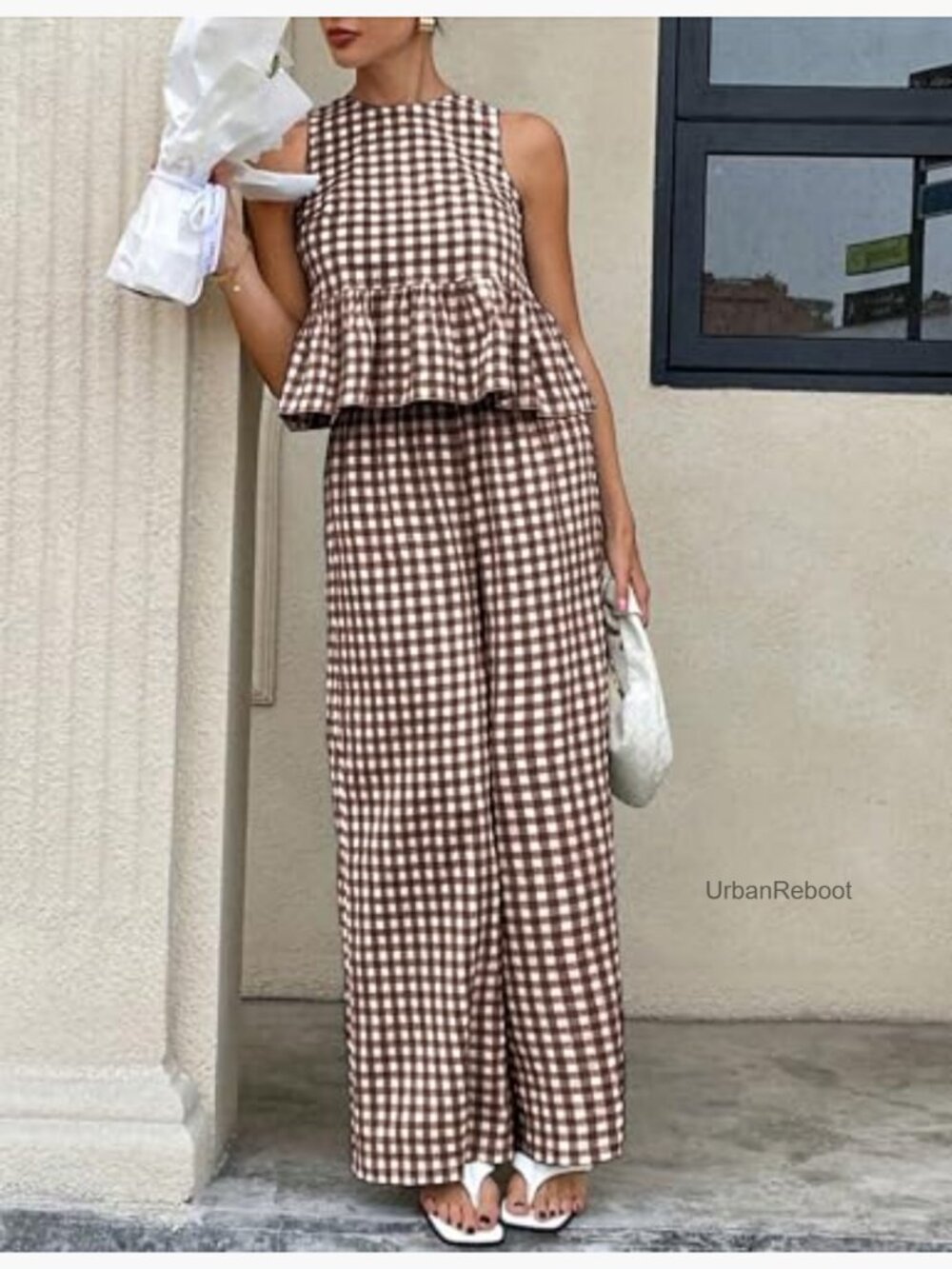 Womens Sleeveless Ruffle Tank and Wide Leg Pants Lounge Set Summer Matching 2 - Picture 2 of 7